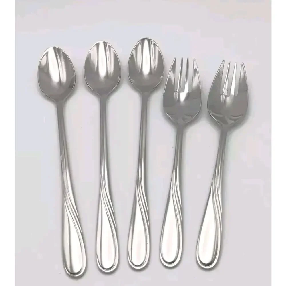 Lenox Summerville 5 Pc IceTea Spoon & Spork Set 18/10 Stainless Flatware Vietnam